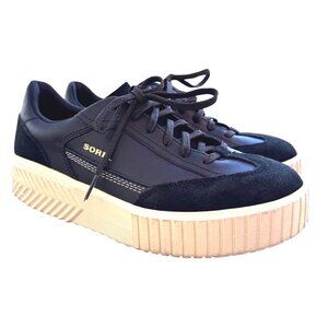 Sorel Ona Ave T- Toe Size 9.5 EU 40.5 Women’s Lace Up Sneaker Black EUC